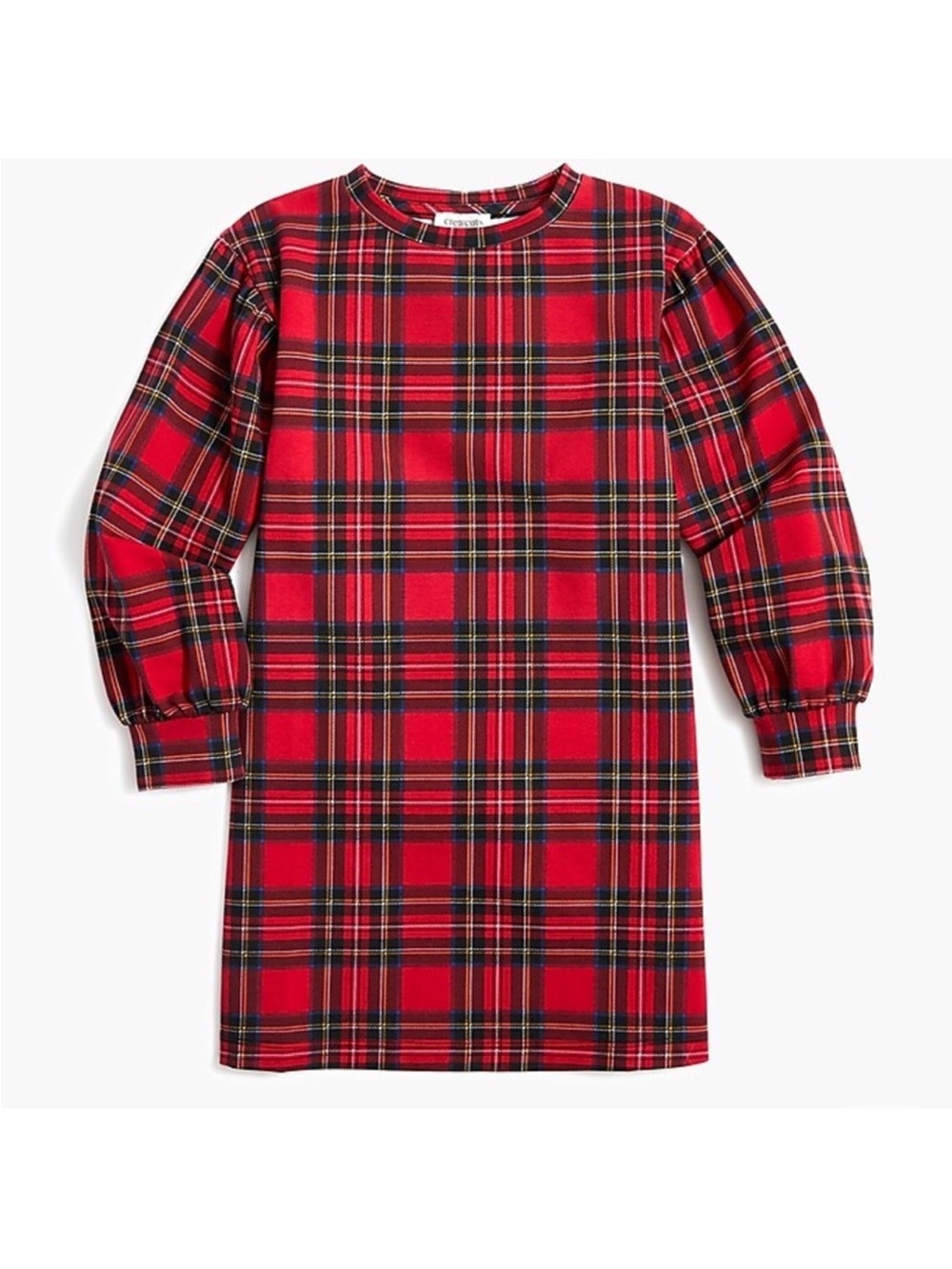Crewcuts Holiday Red Tartan Puff Sleeve Dress Size Small